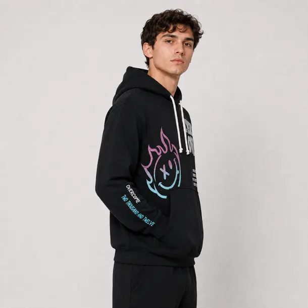 Blusa Masculina Moletom Capuz Estampada .14070766 Preto