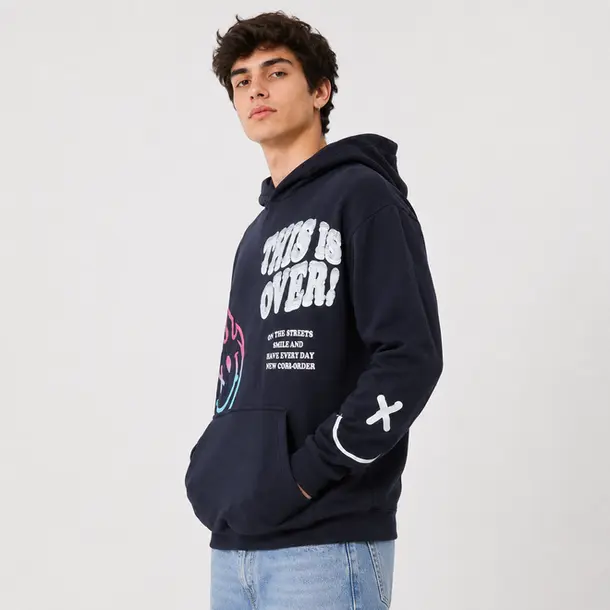 Blusa Masculina Moletom Capuz Estampada .14070766 Noturno
