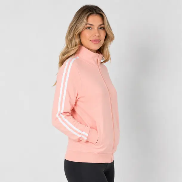Jaqueta Feminina Moletom com Listras .1002257B Rosa
