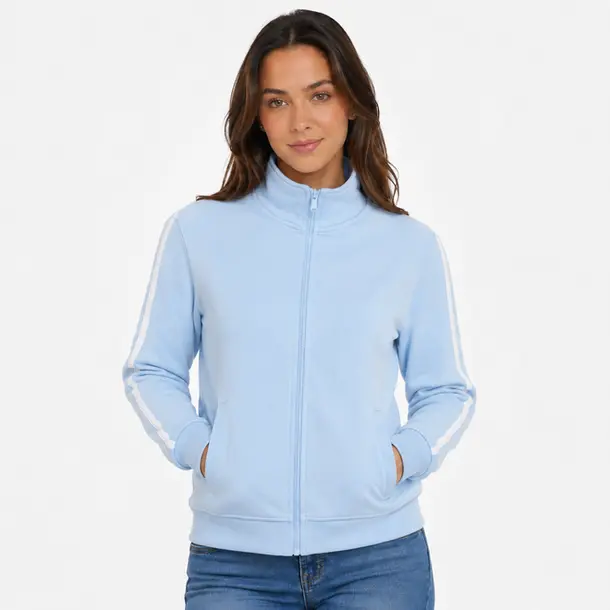 Jaqueta Feminina Moletom com Listras .1002257B Azul