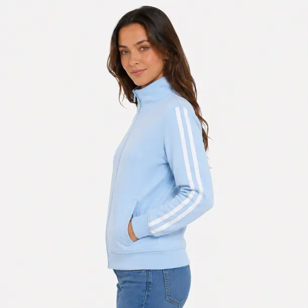 Jaqueta Feminina Moletom com Listras .1002257B Azul