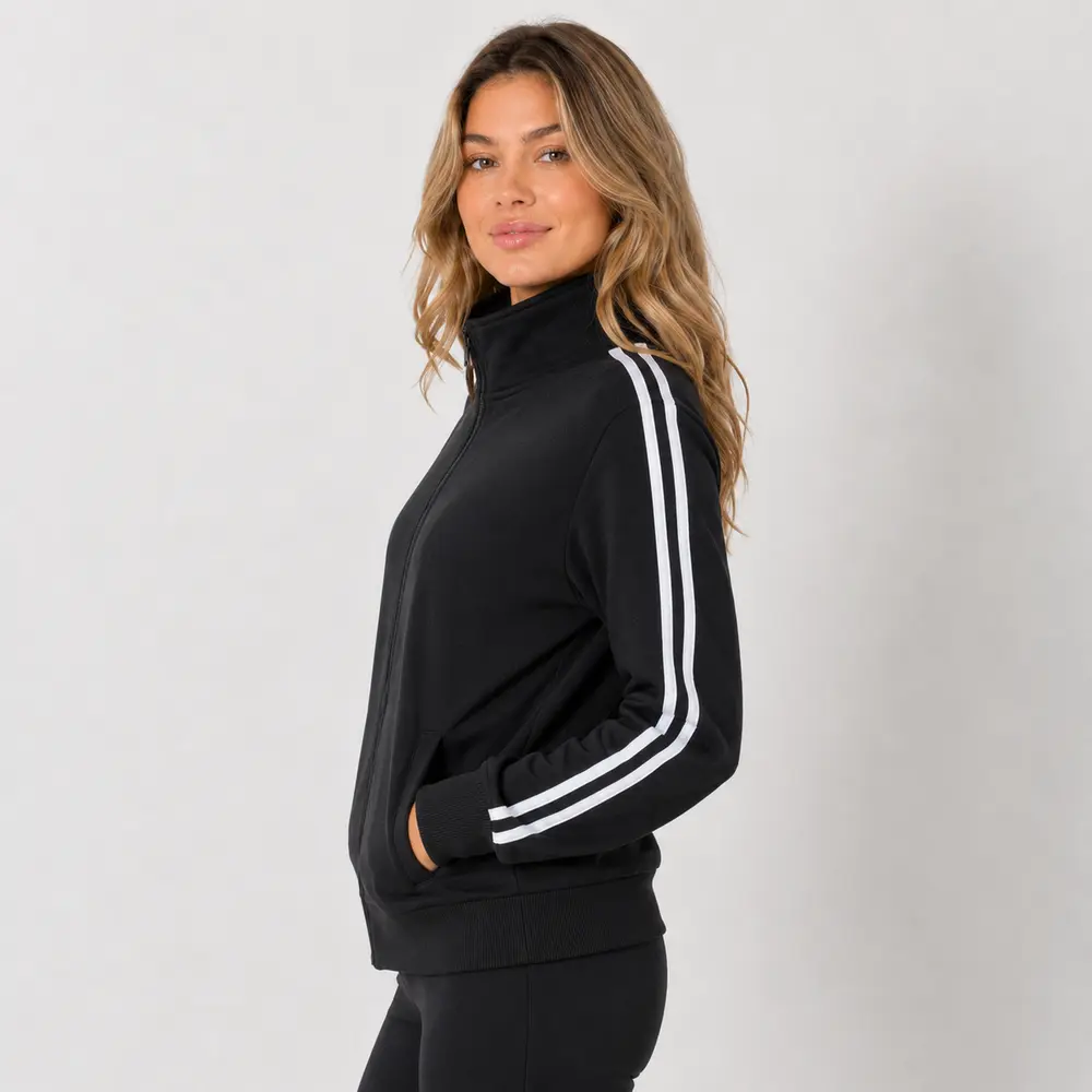 Jaqueta Feminina Moletom com Listras .1002257B