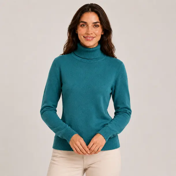Suéter Feminino Tricot Modal Gola Alta .L945 Verde