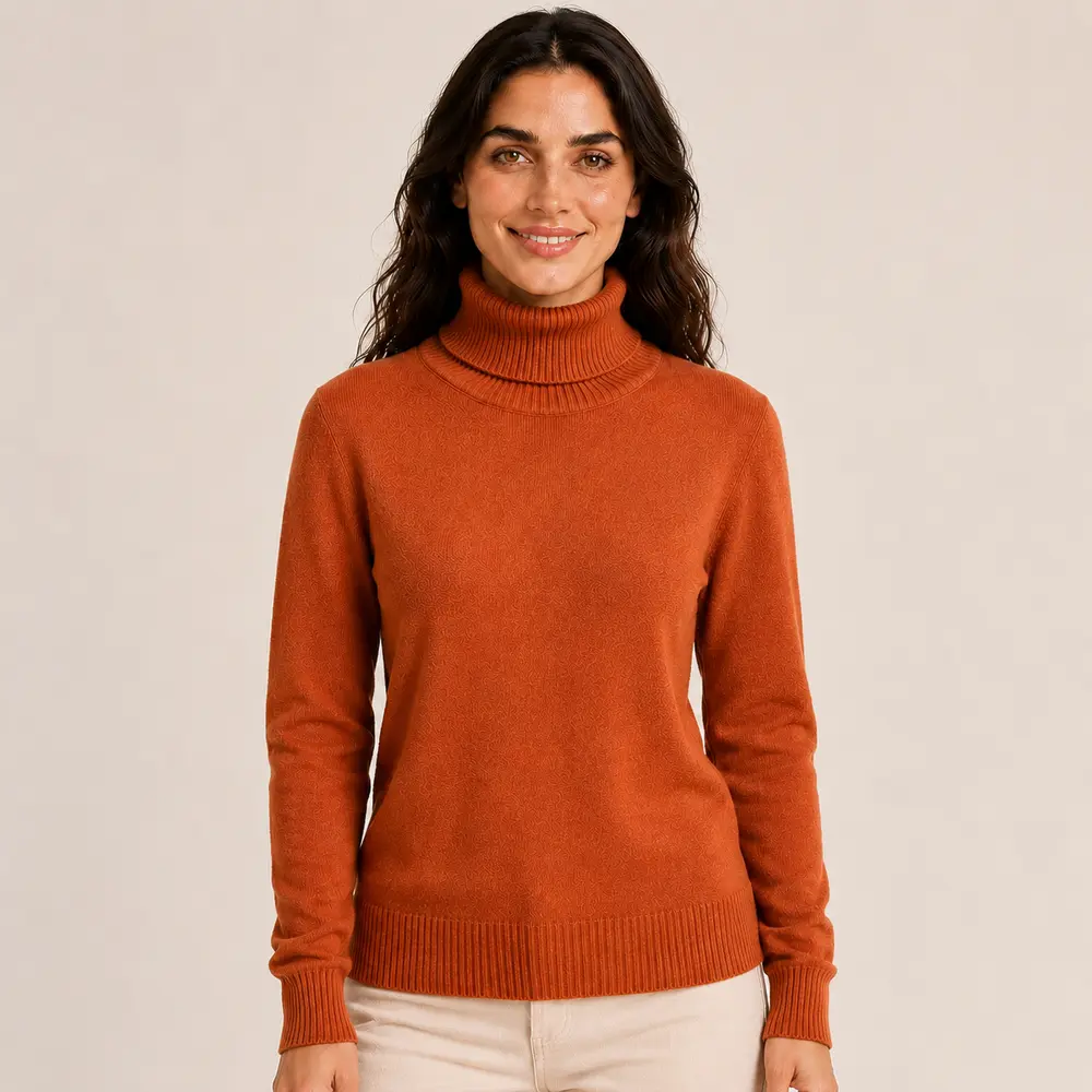 Suéter Feminino Tricot Modal Gola Alta .L945