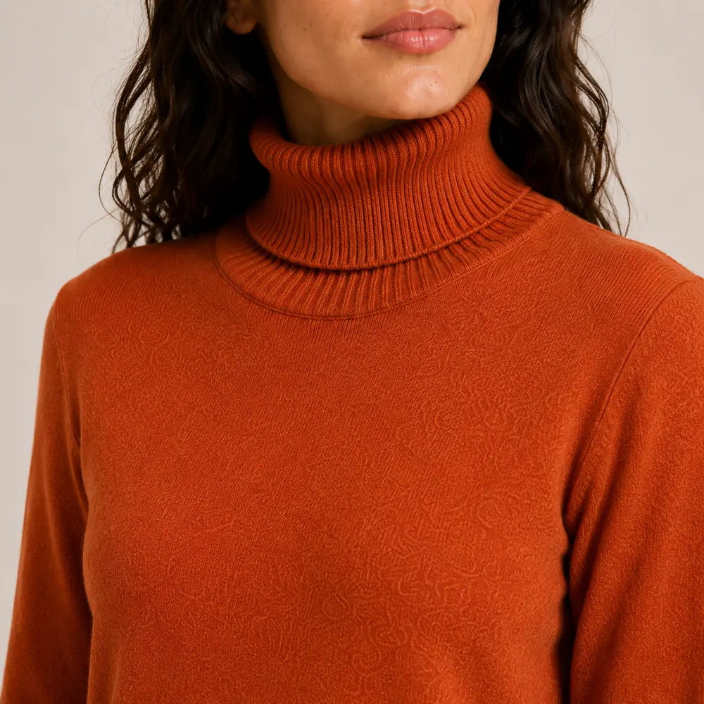 Suéter Feminino Tricot Modal Gola Alta .L945