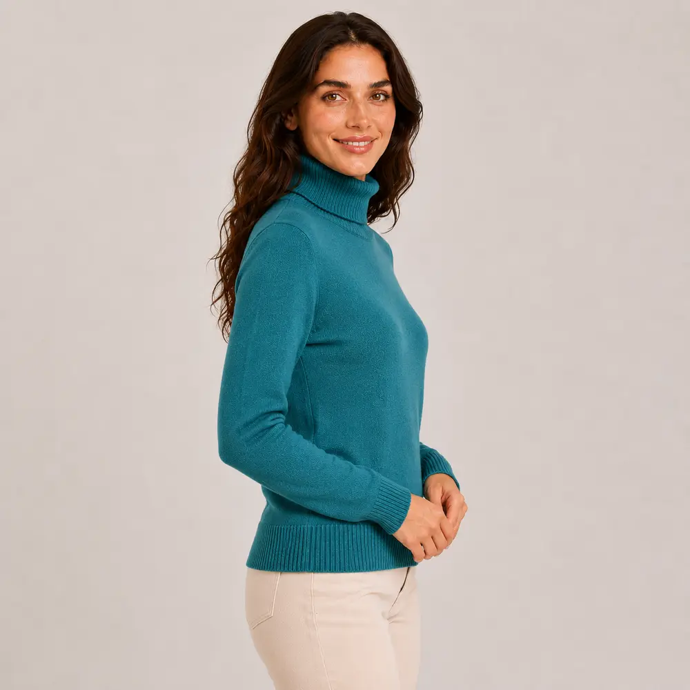 Suéter Feminino Tricot Modal Gola Alta .L945