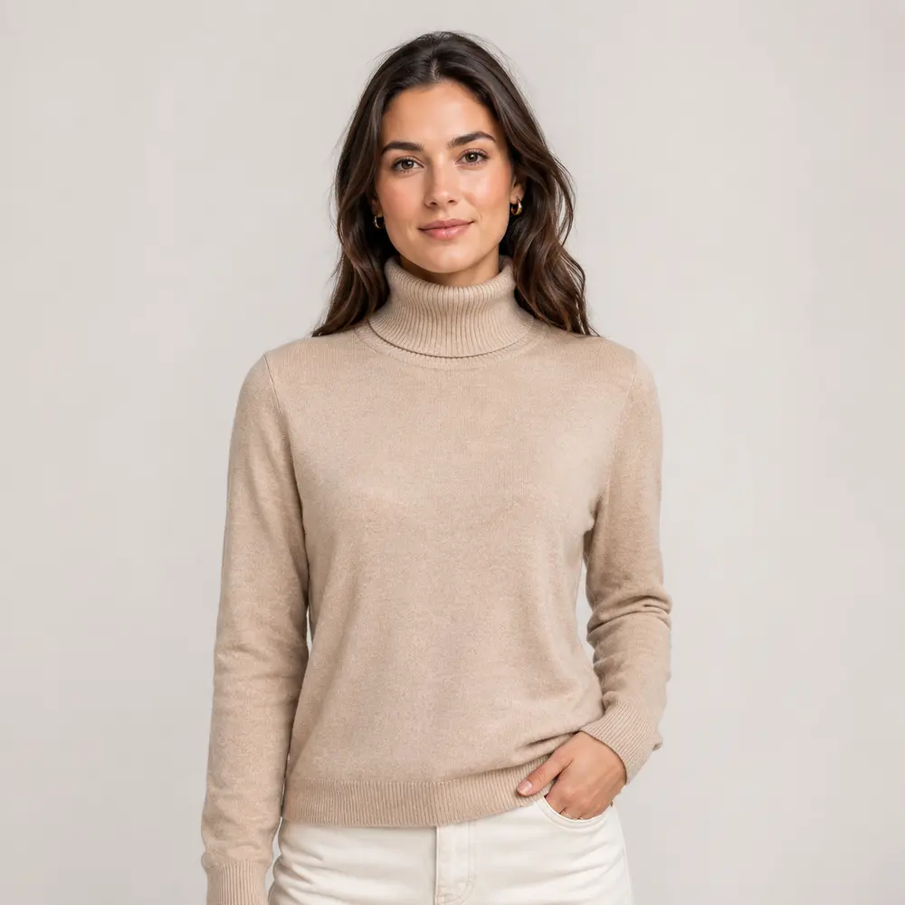Suéter Feminino Tricot Modal Gola Alta .L945