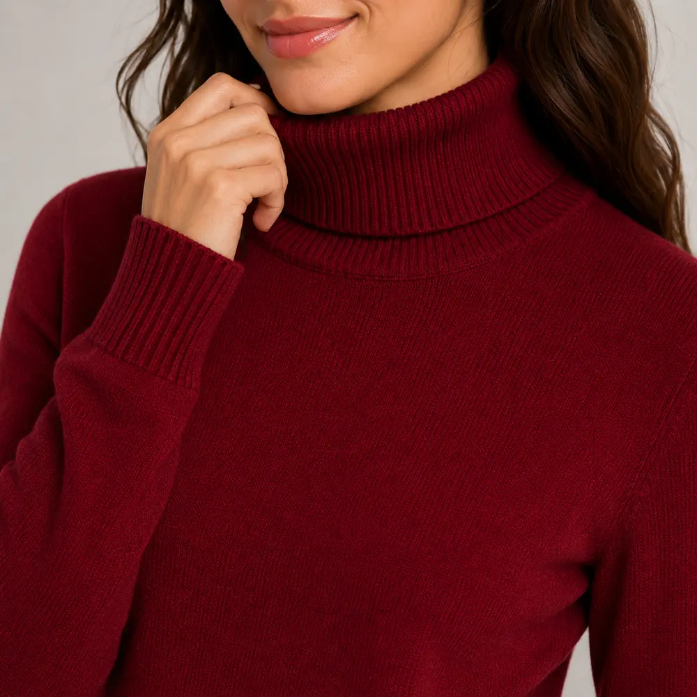 Suéter Feminino Tricot Modal Gola Alta .L945