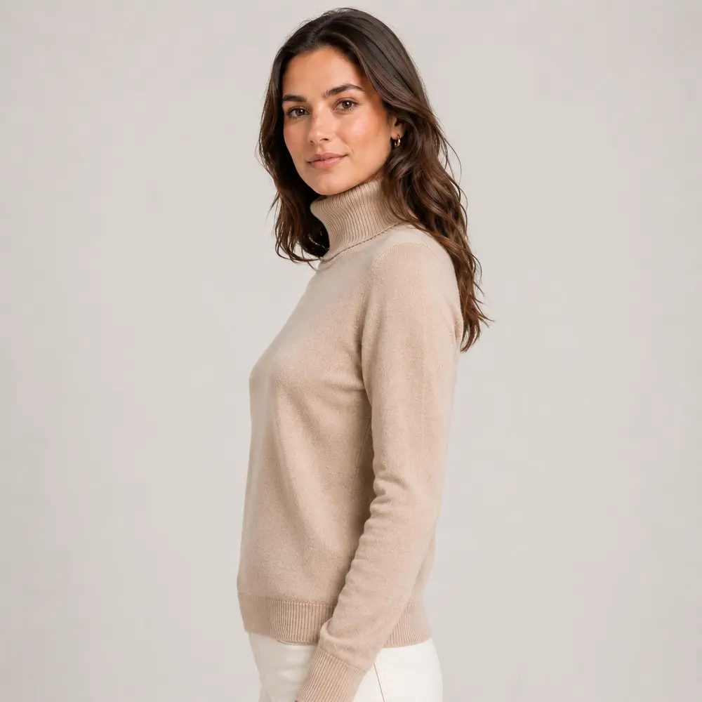 Suéter Feminino Tricot Modal Gola Alta .L945