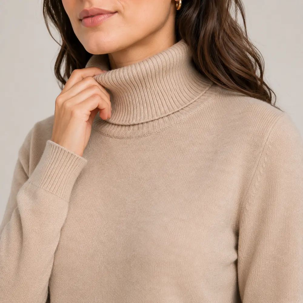 Suéter Feminino Tricot Modal Gola Alta .L945