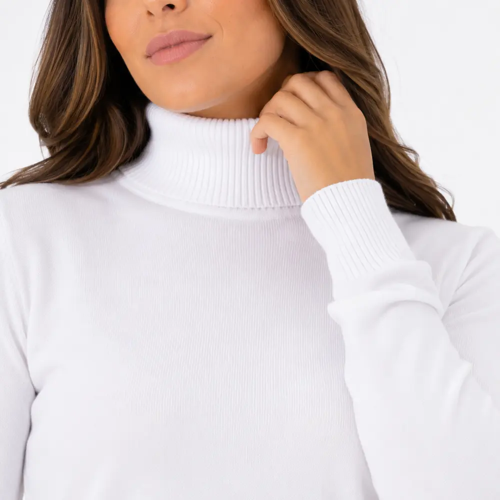 Suéter Feminino Tricot Modal Gola Alta .L945