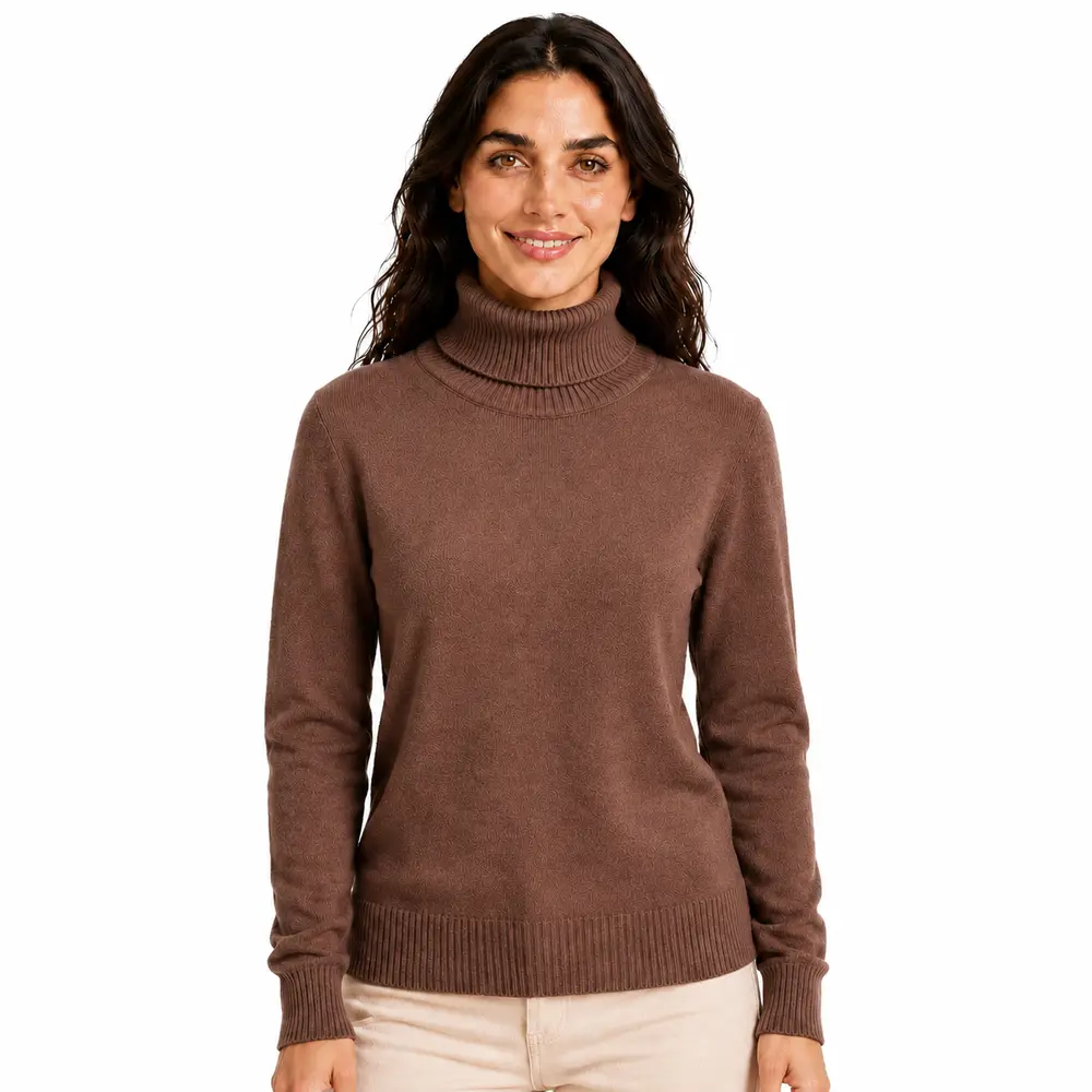 Suéter Feminino Tricot Modal Gola Alta .L945