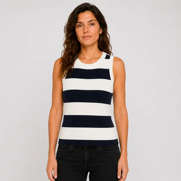 Regata Feminina Tricô Listrada Casual .ZF07 Preto