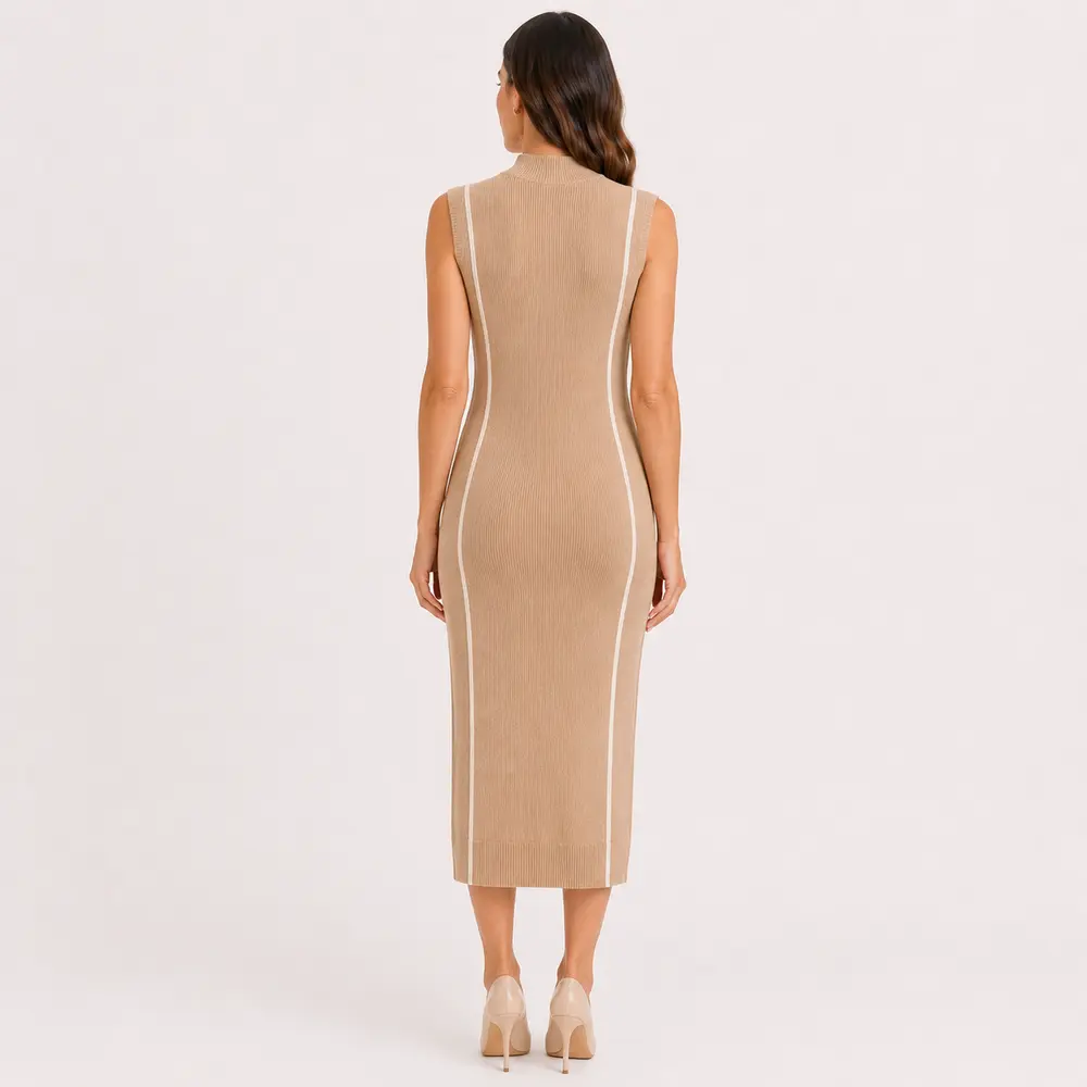 Vestido Feminino Midi Tricot Modal Gola Alta .S1302