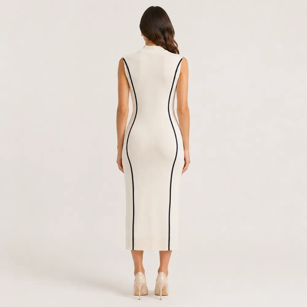 Vestido Feminino Midi Tricot Modal Gola Alta .S1302