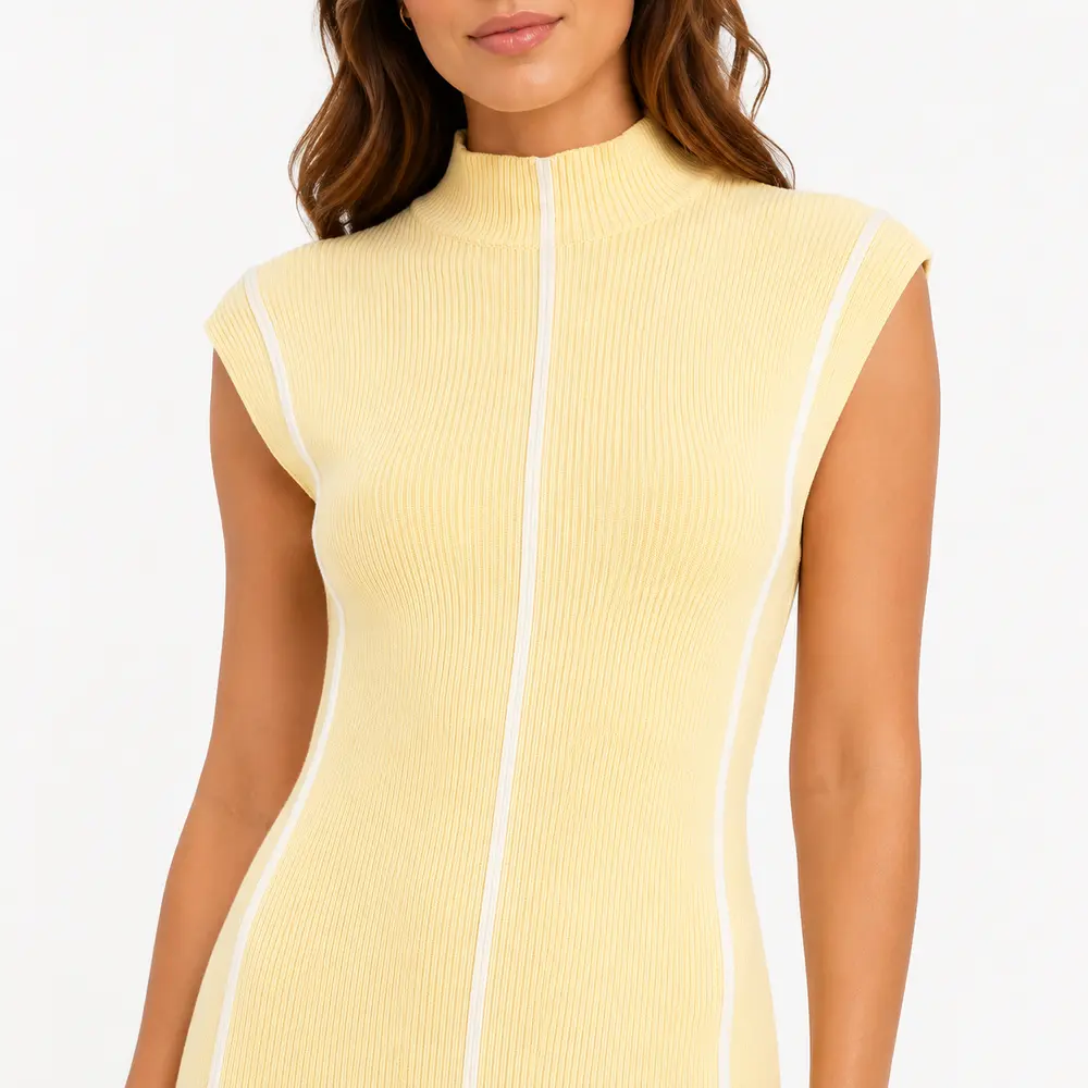 Vestido Feminino Midi Tricot Modal Gola Alta .S1302