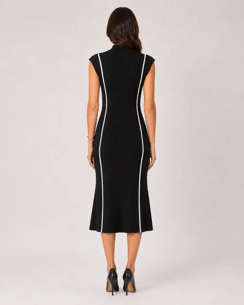 Vestido Feminino Midi Tricot Modal Gola Alta .S1302