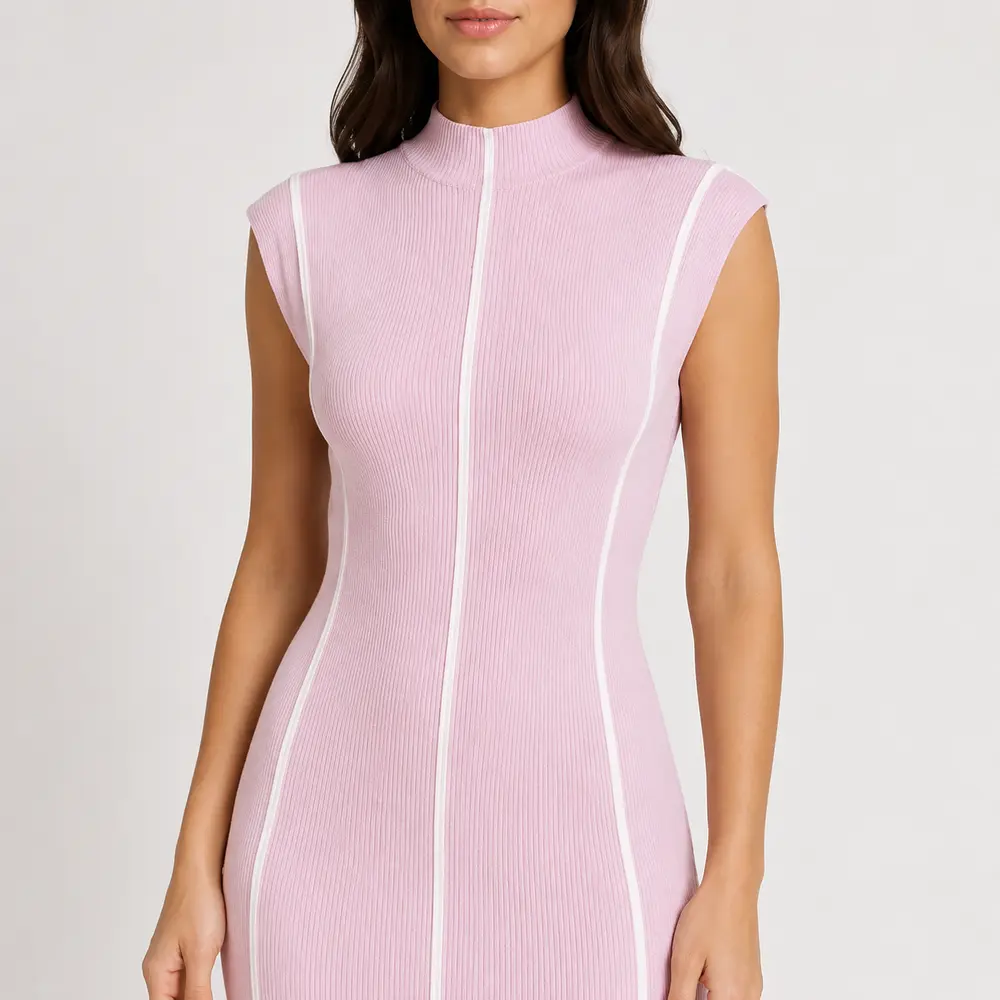 Vestido Feminino Midi Tricot Modal Gola Alta .S1302