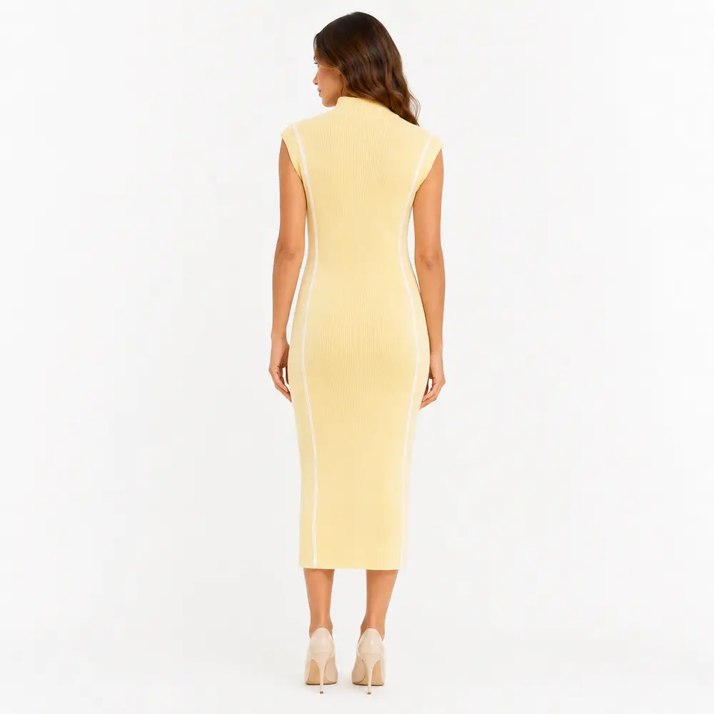 Vestido Feminino Midi Tricot Modal Gola Alta .S1302