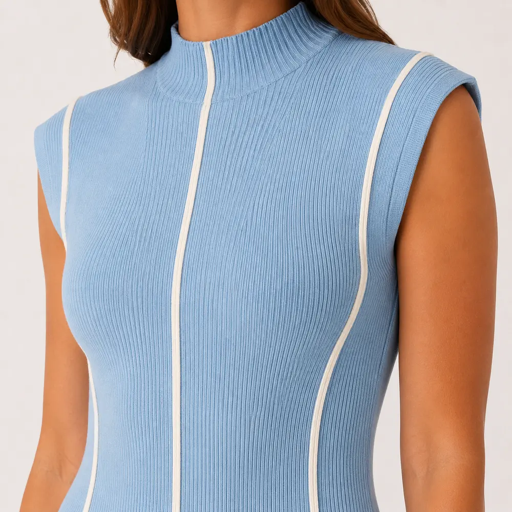 Vestido Feminino Midi Tricot Modal Gola Alta .S1302