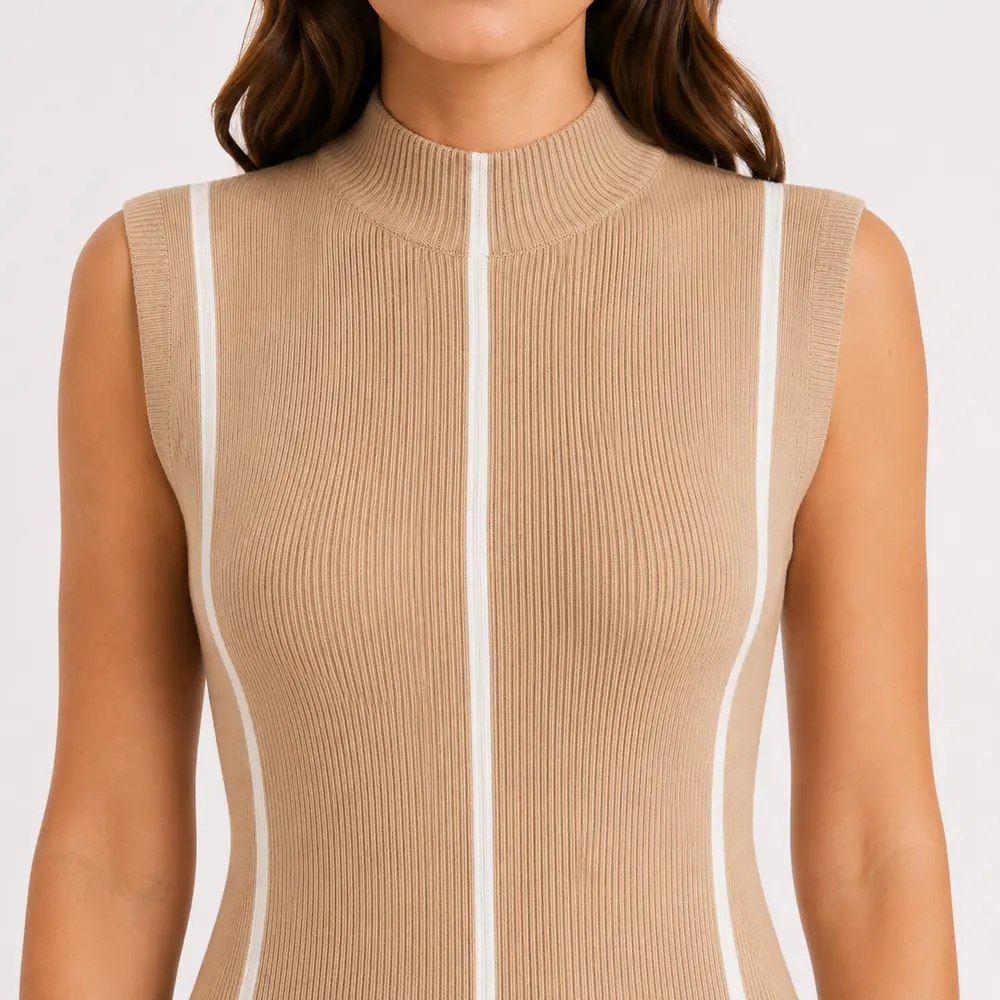 Vestido Feminino Midi Tricot Modal Gola Alta .S1302