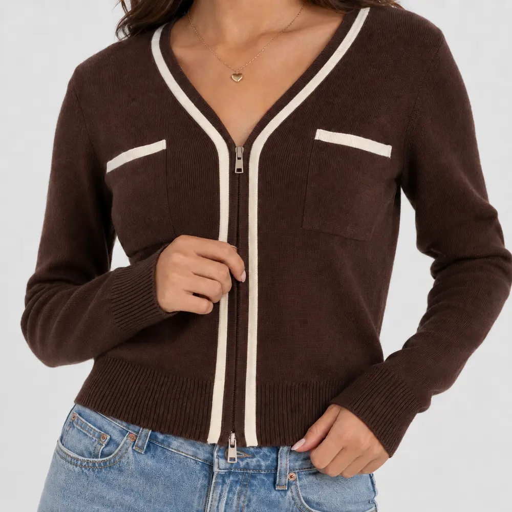 Jaqueta Feminina Tricot Modal Ziper .S1515B