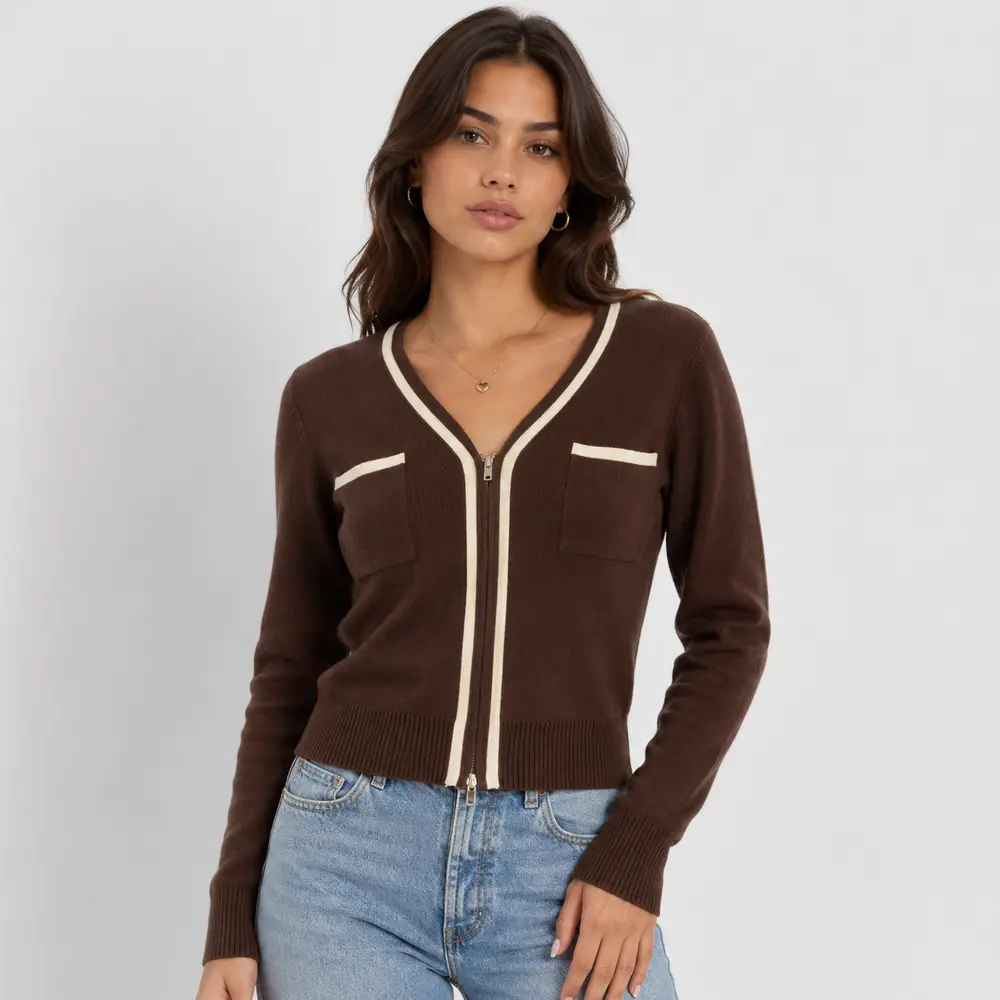 Jaqueta Feminina Tricot Modal Ziper .S1515B