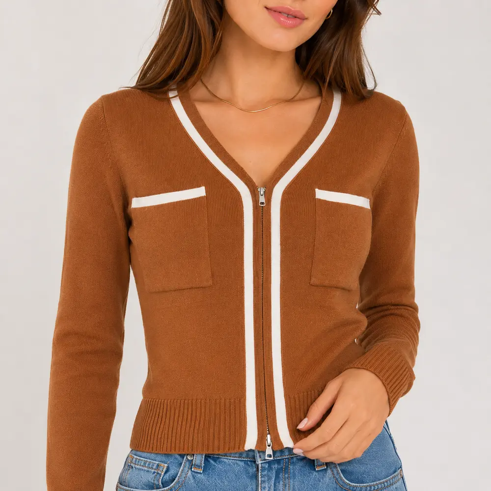 Jaqueta Feminina Tricot Modal Ziper .S1515B