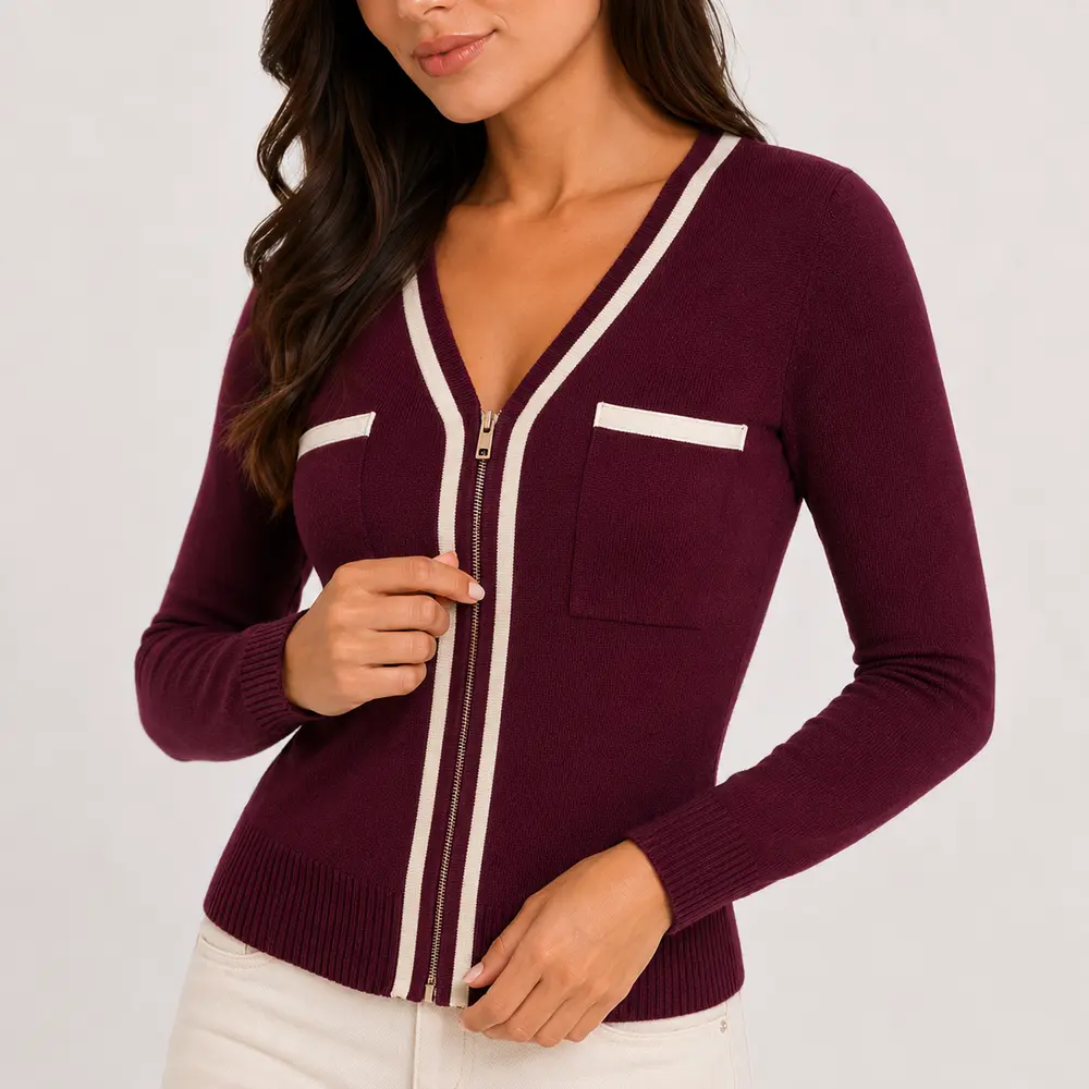 Jaqueta Feminina Tricot Modal Ziper .S1515B