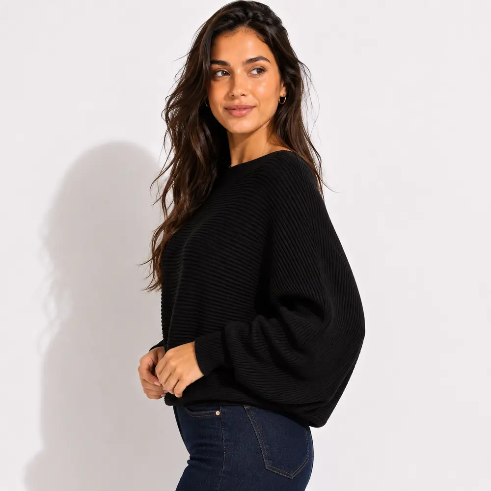 Suéter Feminino Tricô Manga Morcego .L-888B