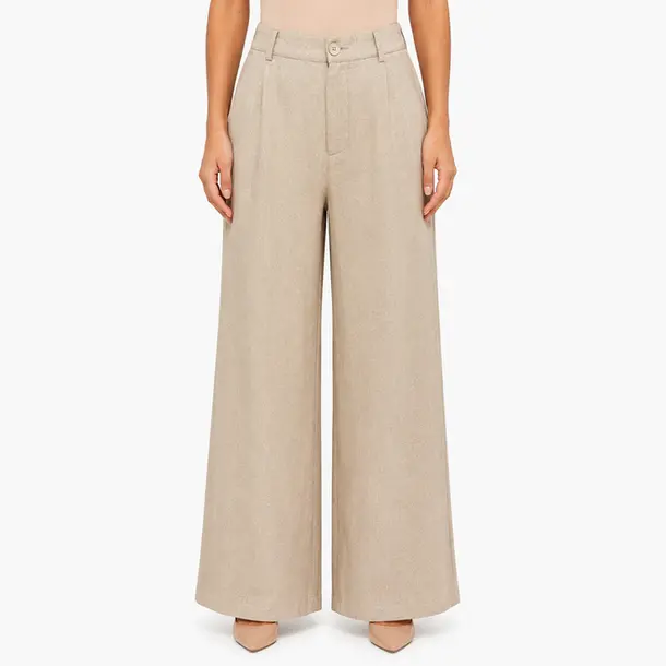 Calça Feminina Pantalona Linho .CL4401 Areia