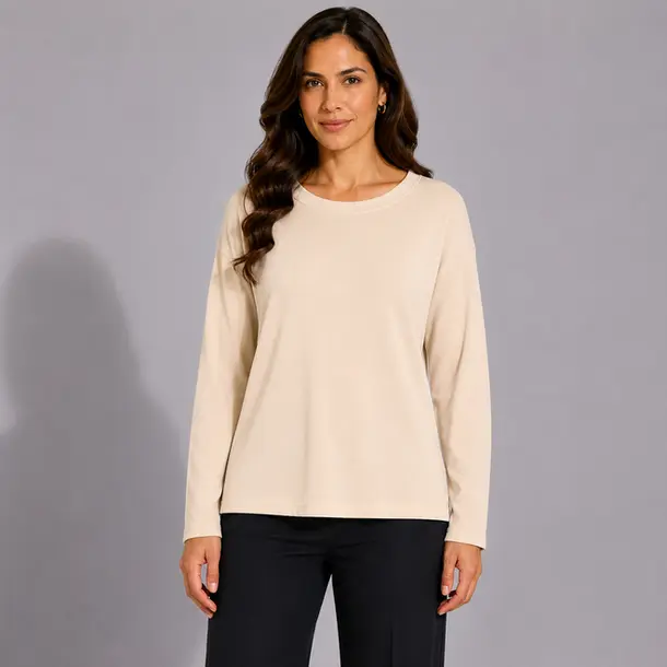 Suéter Feminino Plus Size Manga Longa Básico .MU4433 Nude