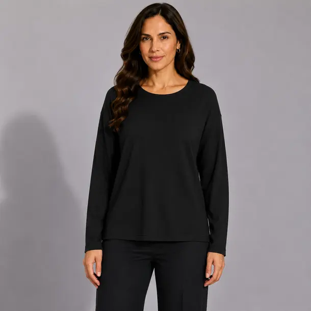 Suéter Feminino Plus Size Manga Longa Básico .MU4433 Preto