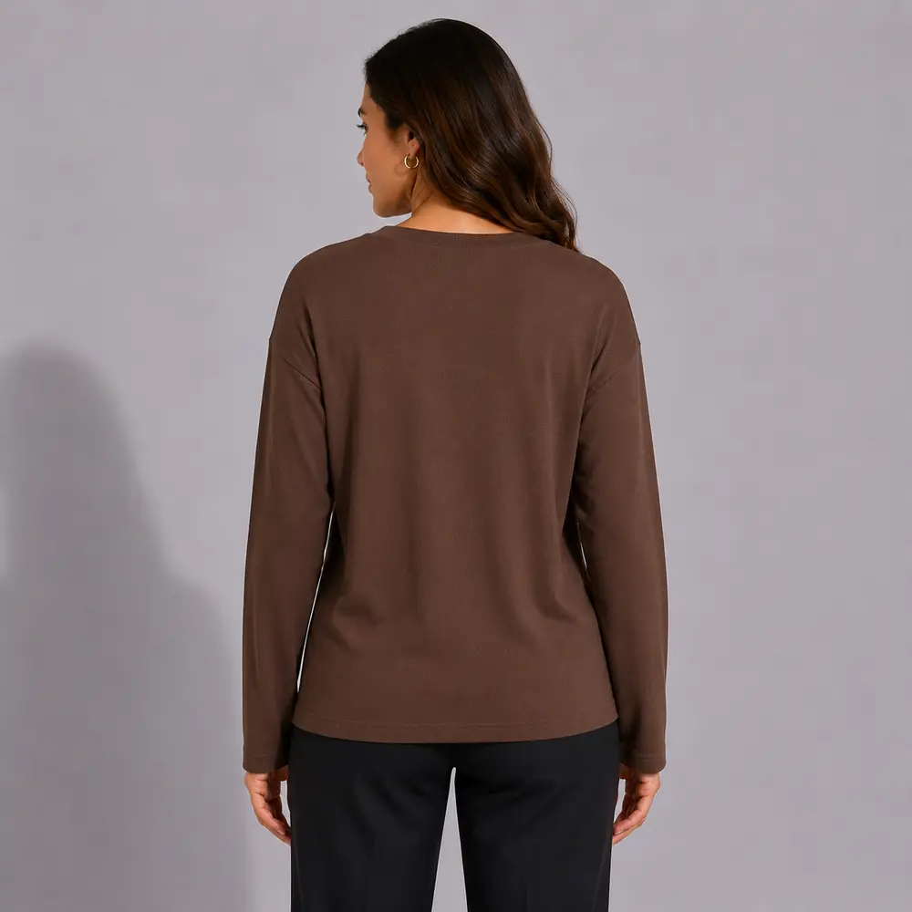 Suéter Feminino Plus Size Manga Longa Básico .MU4433
