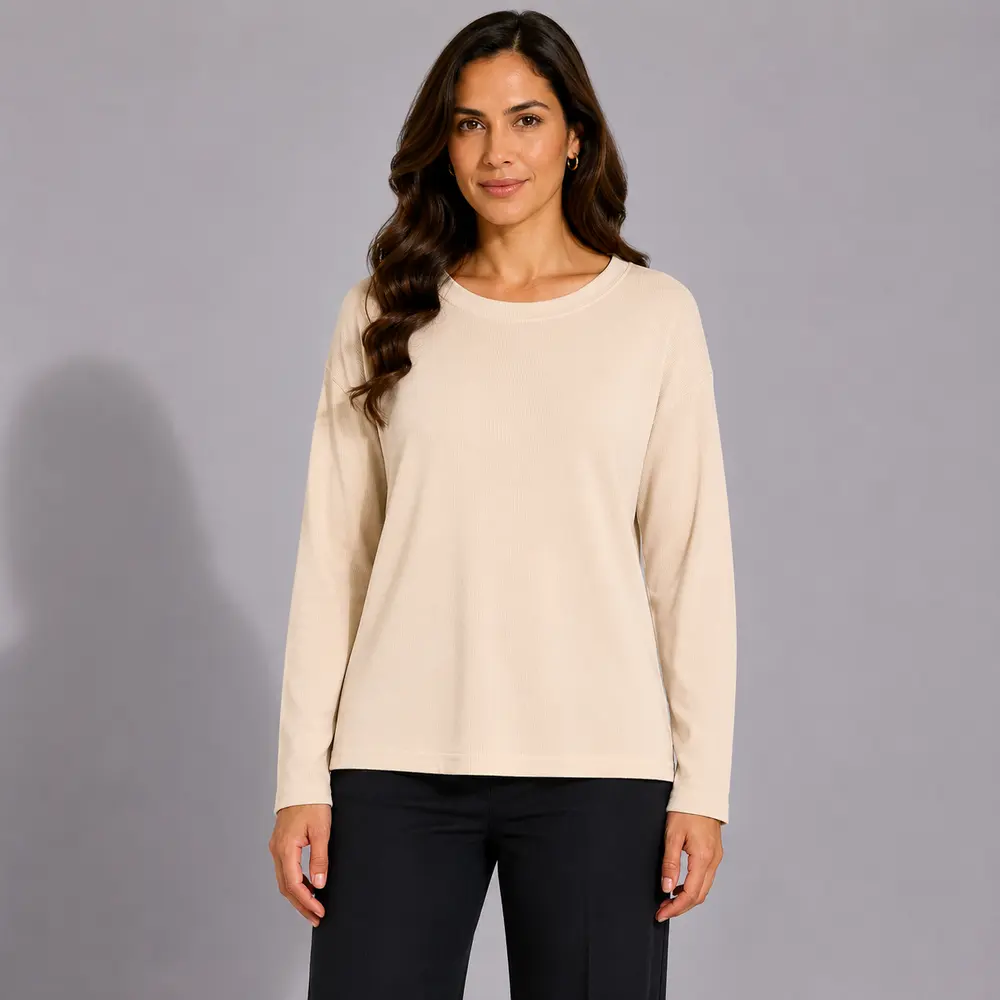 Suéter Feminino Plus Size Manga Longa Básico .MU4433