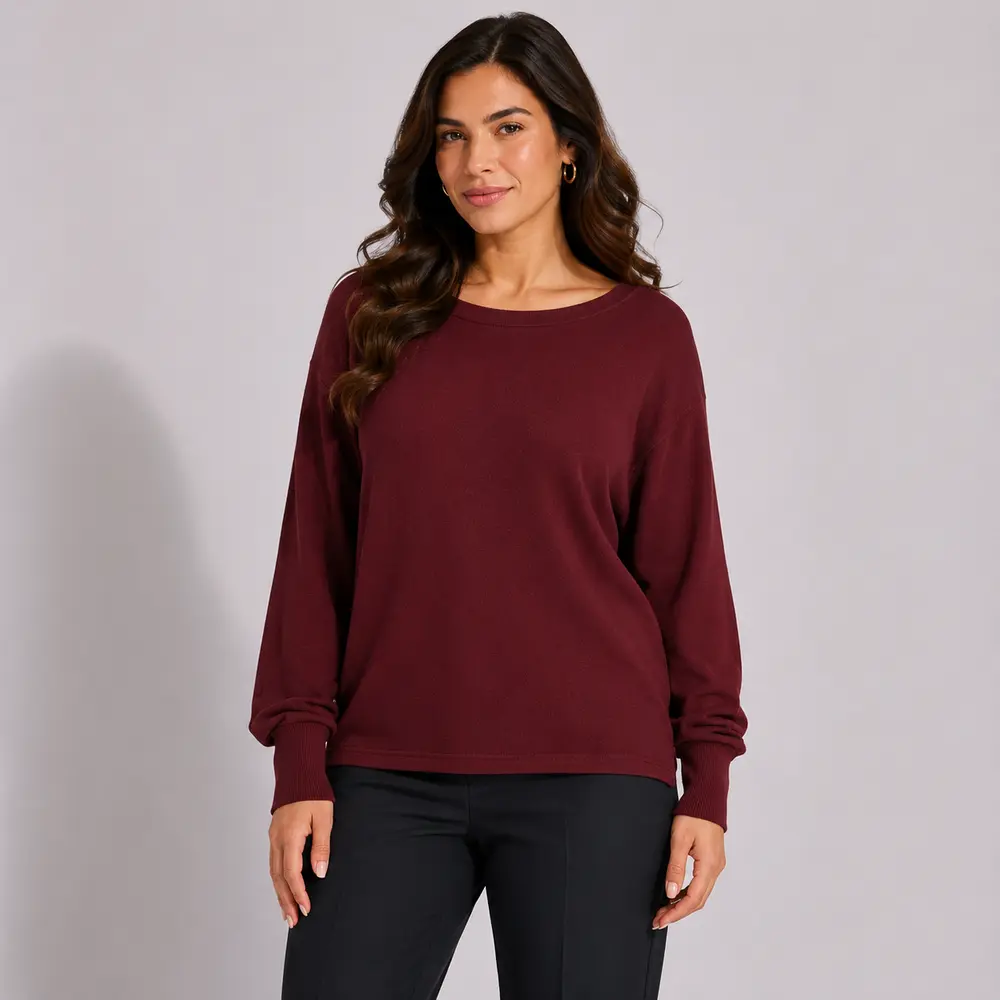 Suéter Feminino Plus Size Manga Longa Básico .MU4433