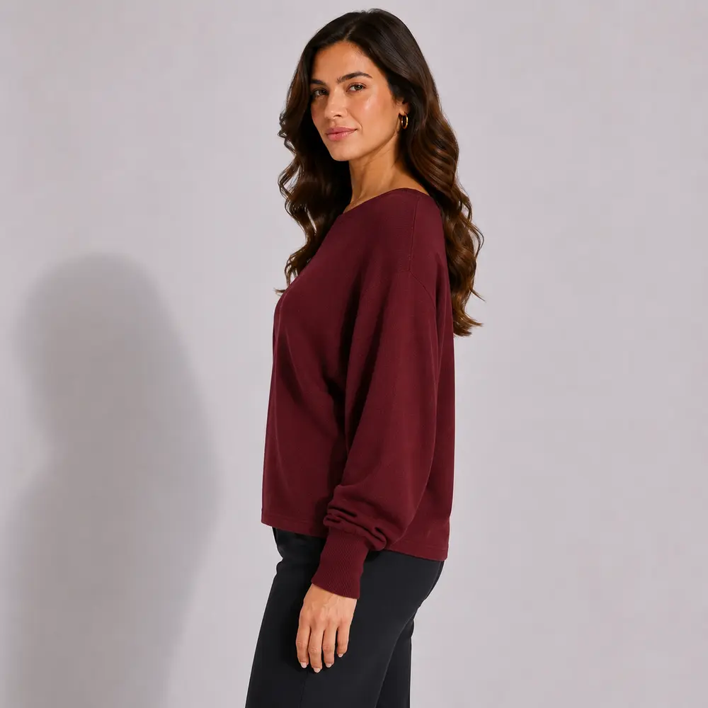 Suéter Feminino Plus Size Manga Longa Básico .MU4433
