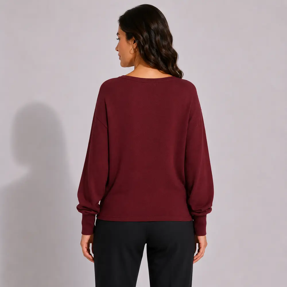 Suéter Feminino Plus Size Manga Longa Básico .MU4433