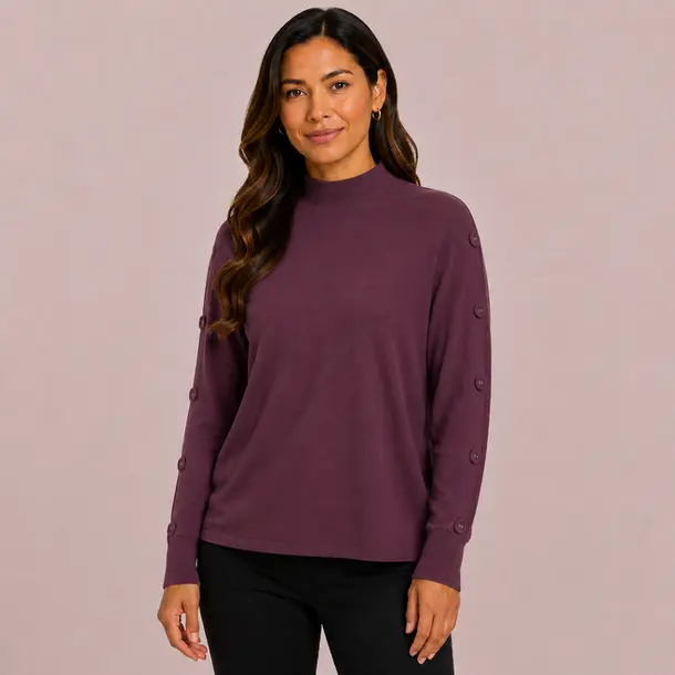 Suéter Feminino Tricô Mousse Gola Média .S1536B Bordo