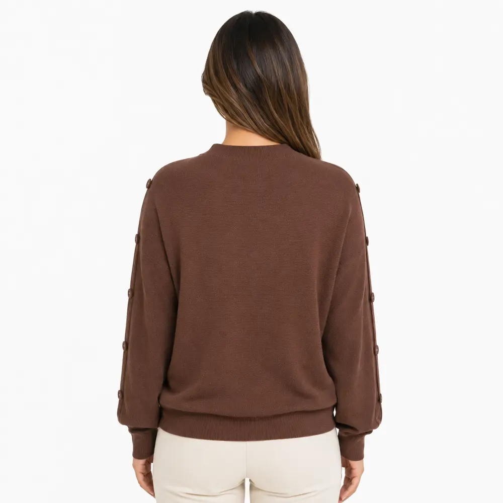 Suéter Feminino Tricô Mousse Gola Média .S1536B