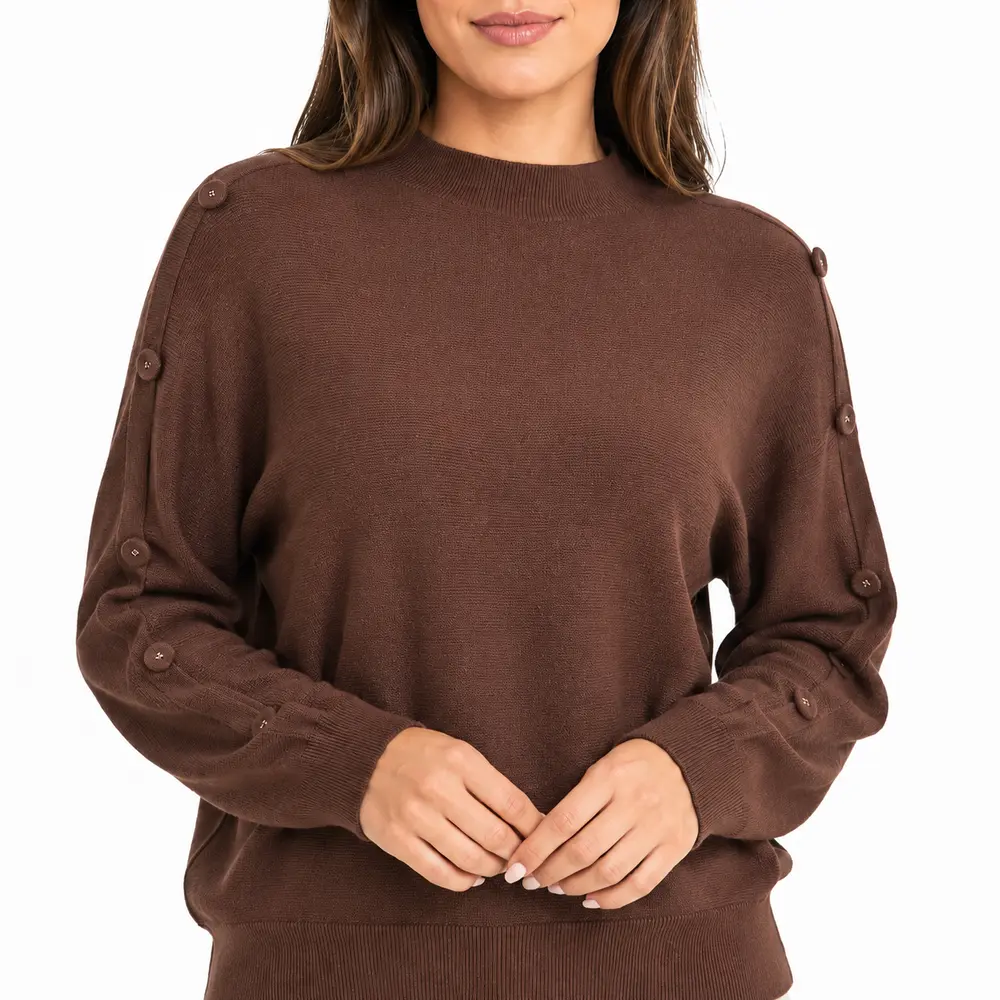 Suéter Feminino Tricô Mousse Gola Média .S1536B