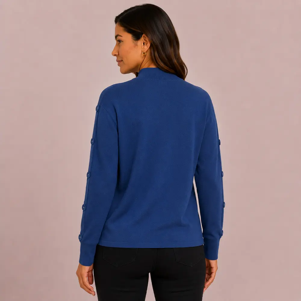 Suéter Feminino Tricô Mousse Gola Média .S1536B