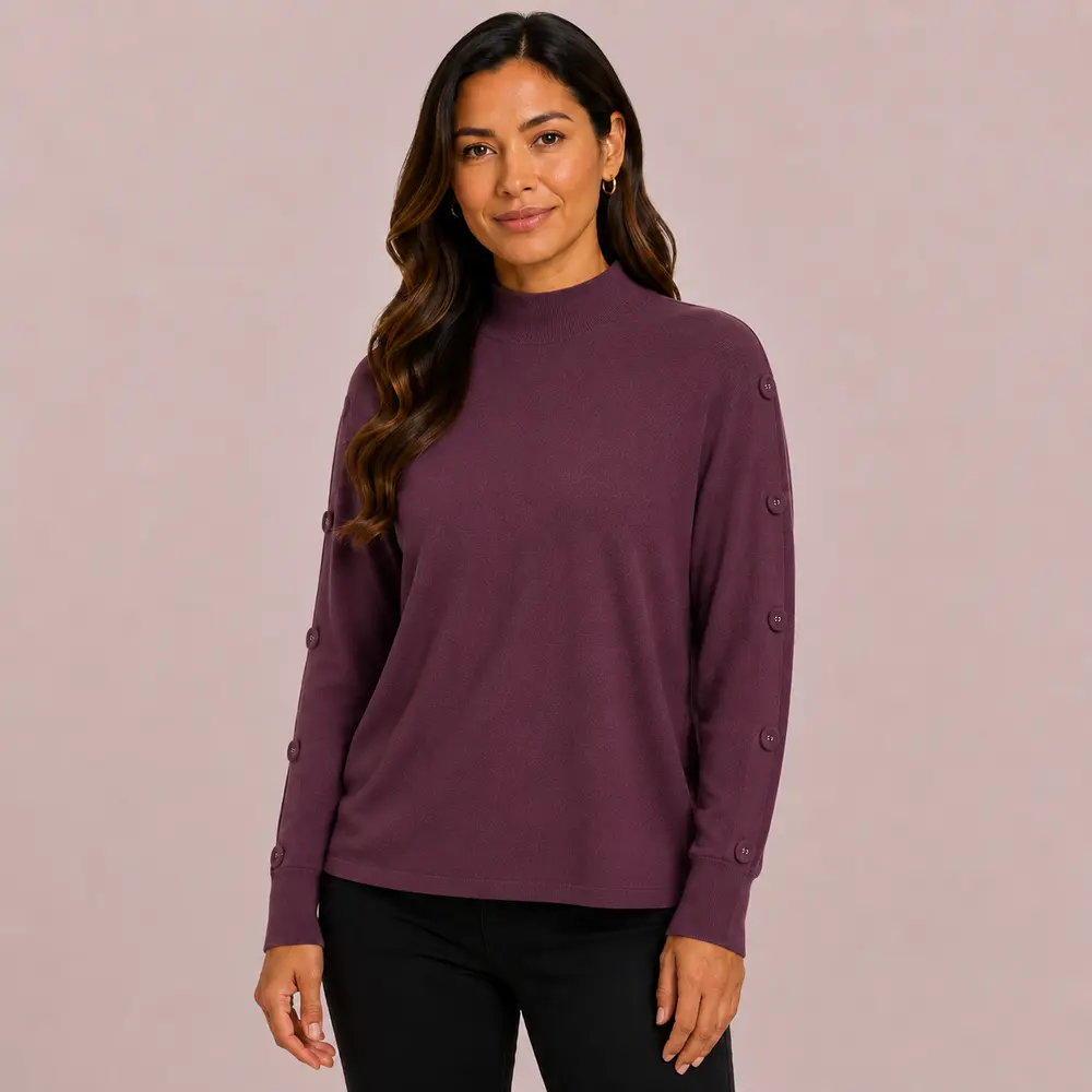 Suéter Feminino Tricô Mousse Gola Média .S1536B