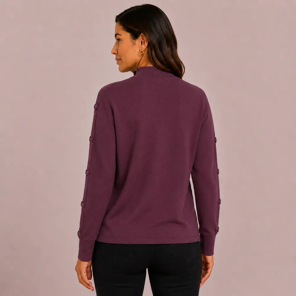 Suéter Feminino Tricô Mousse Gola Média .S1536B