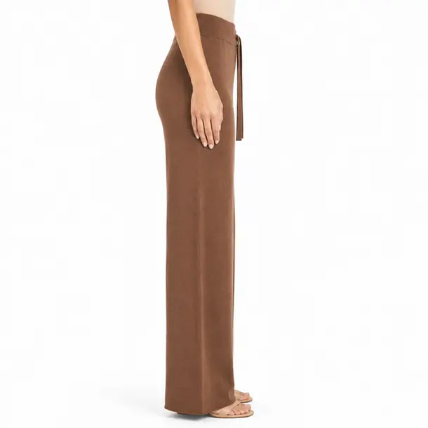 Calça Feminina Pantalona Tricô Mousse .S1537C Marrom