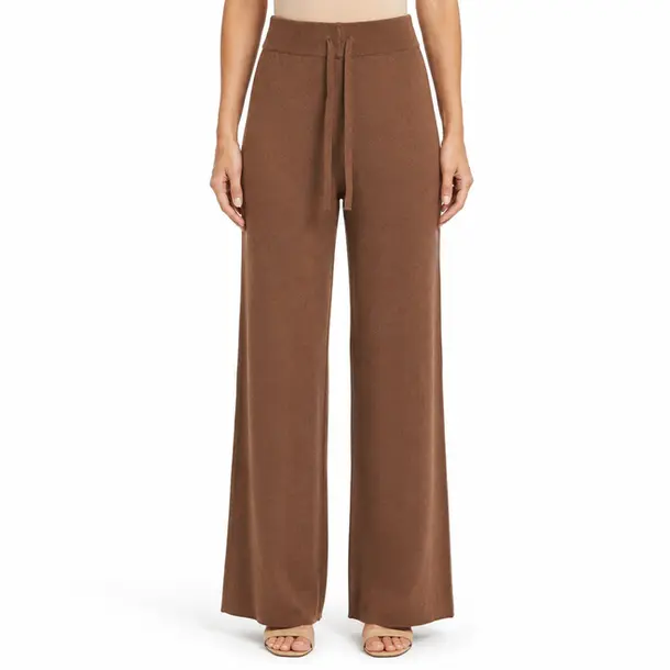 Calça Feminina Pantalona Tricô Mousse .S1537C Marrom