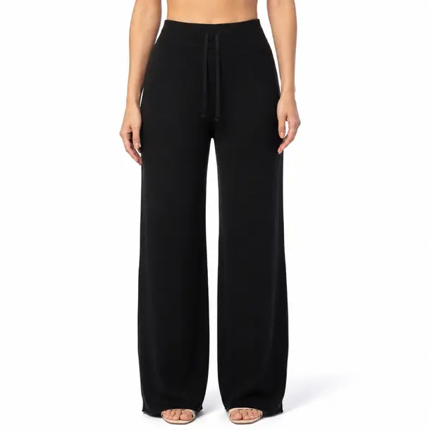 Calça Feminina Pantalona Tricô Mousse .S1537C Preto