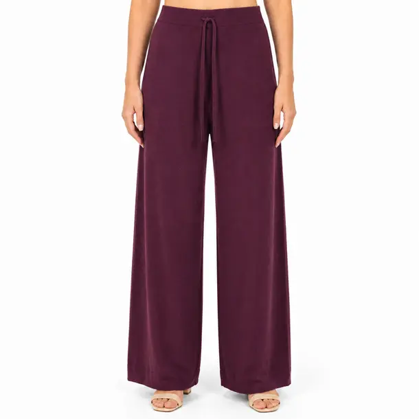 Calça Feminina Pantalona Tricô Mousse .S1537C Bordo
