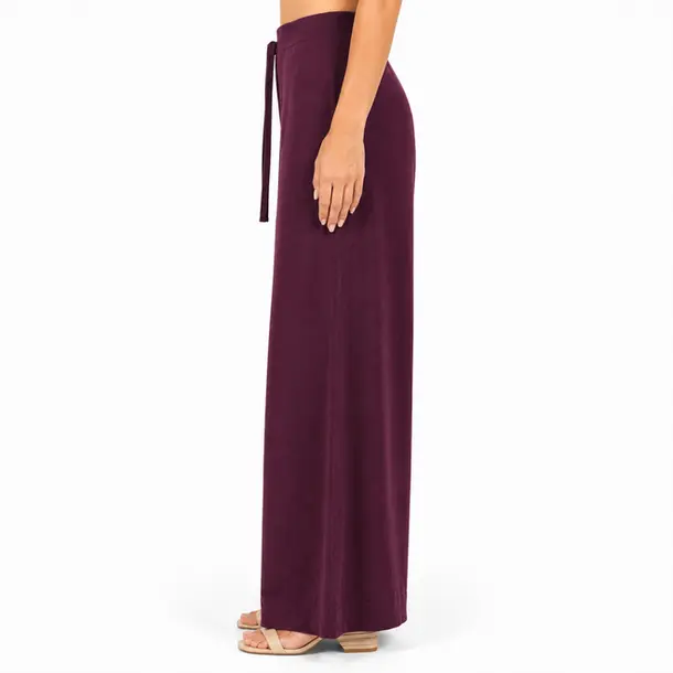 Calça Feminina Pantalona Tricô Mousse .S1537C Bordo