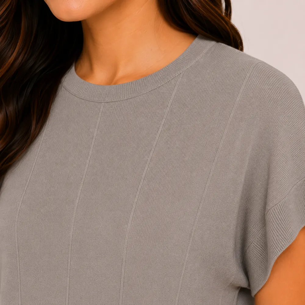 Blusa Feminina Manga Curta Tricô Modal .S1119
